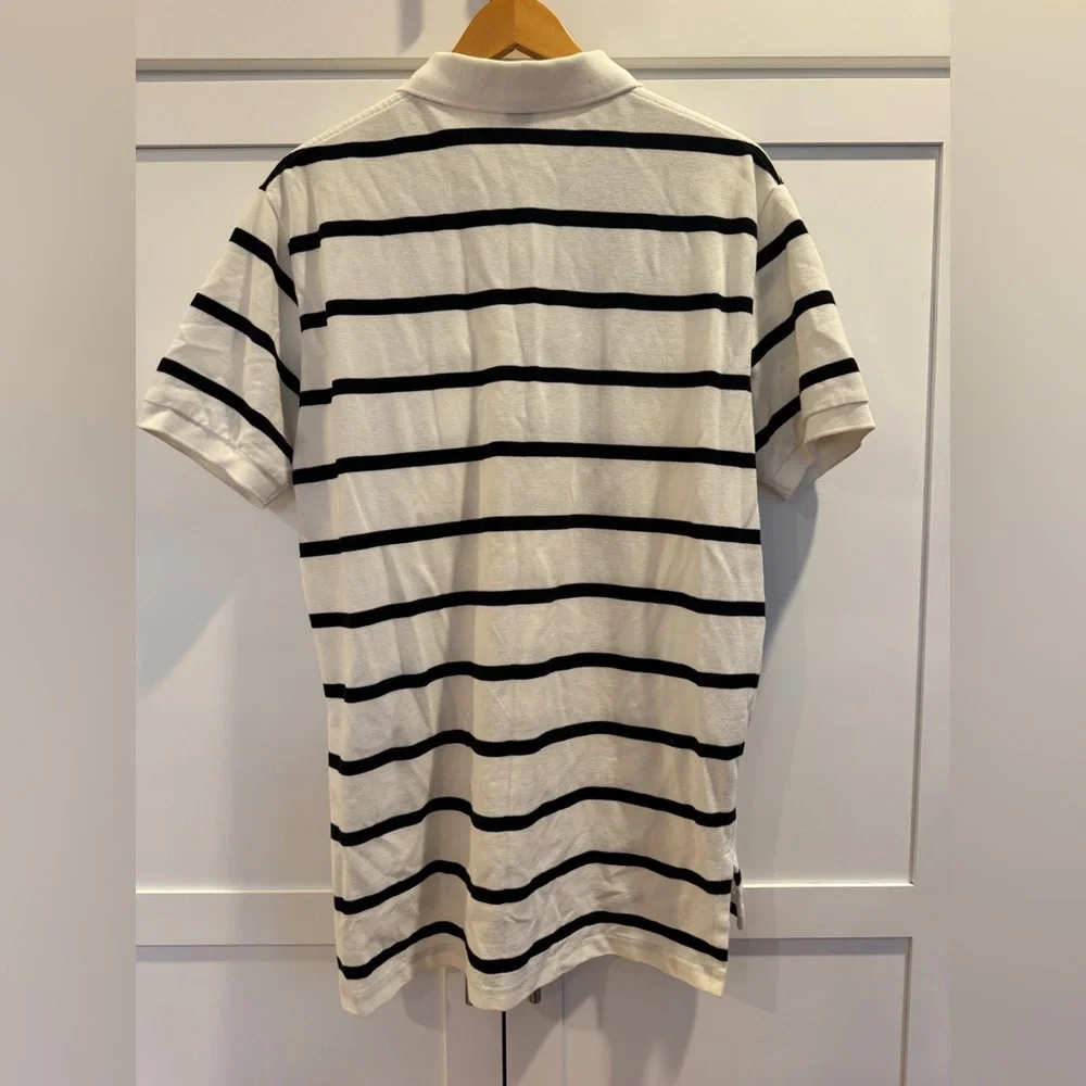 Ralph Lauren White Polo Shirt with Black Stripes L